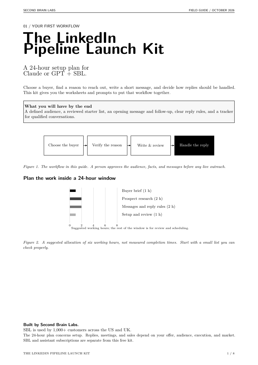 Actual PDF cover with workflow diagram and work allocation chart